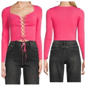 Alice + Olivia Hilaria Lace Up Top
